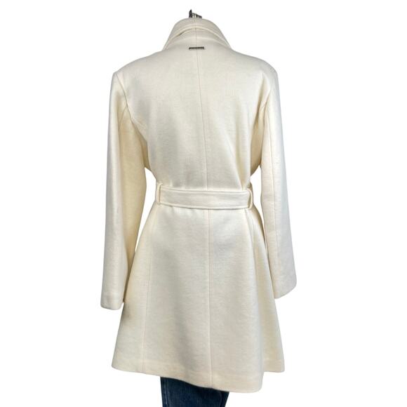 Vince Camuto Off-White Cream Belted Long Coat (Sz L) - Picture 4 of 14